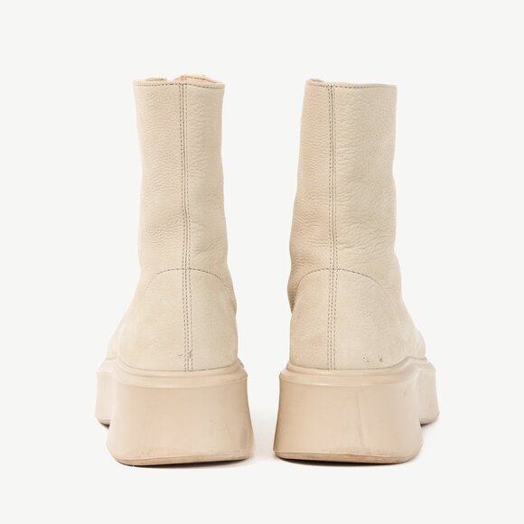The Row Beige Leather Platform Zipped Boot - Picture 3 of 9